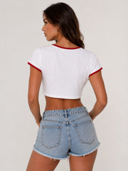 England Slogan Ringer Crop Top