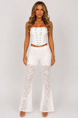 Lace Corset Top & Flared Trouser Co-Ord Set