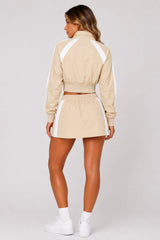Contrast Stripe Zip-Up Co-Ord Skirt Set