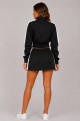 Contrast Stripe Zip-Up Co-Ord Skirt Set