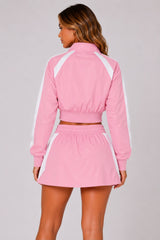 Contrast Stripe Zip-Up Co-Ord Skirt Set