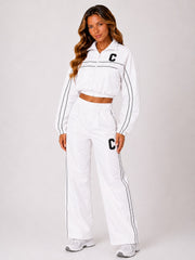 Contrast Stripe Cropped Tracksuit Co-Ord