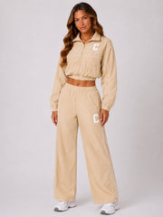 Contrast Stripe Cropped Tracksuit Co-Ord