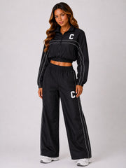 Contrast Stripe Cropped Tracksuit Co-Ord