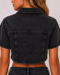 Collar Cropped Button-Up Shirt