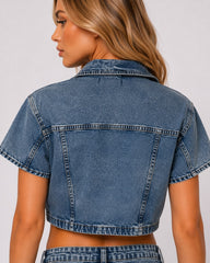 Collar Cropped Button-Up Shirt