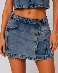 Wrap-Front Skort With Concealed Shorts