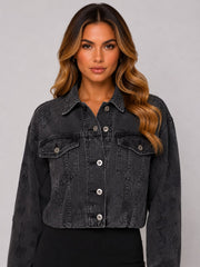 Light Wash Distressed Cropped Denim Jacket