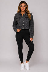 Light Wash Distressed Cropped Denim Jacket