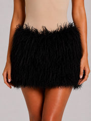 Side Zip-Up Fluffy Mini Skirt