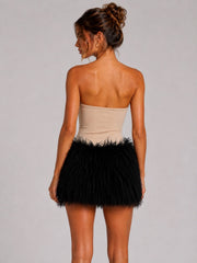 Side Zip-Up Fluffy Mini Skirt