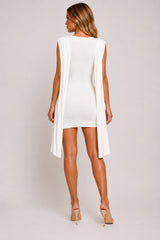 Cape Sleeve Ruched Mini Dress
