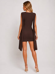 Cape Sleeve Ruched Mini Dress