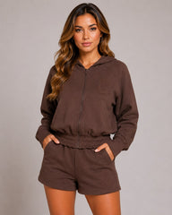 Zip Through Hoodie & Shorts Co-Ord Set