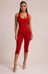 Corset-Inspired Seam Detailing Top & Capri Legging Set
