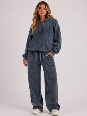 Acid Wash Oversized Hoodie & Wide Leg Jogger Co-Ord Set