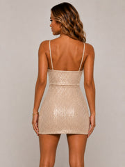 Sequin Cowl Neck Mini Dress