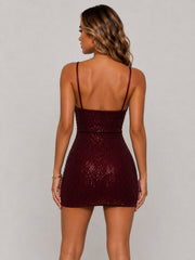 Sequin Cowl Neck Mini Dress