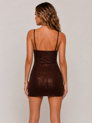 Sequin Cowl Neck Mini Dress
