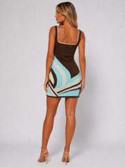 Abstract Knit Bodycon Mini Dress