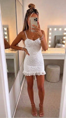 Lace Frill Hem Mini Dress