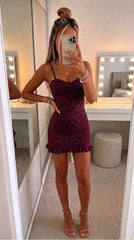 Lace Frill Hem Mini Dress