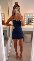 Lace Frill Hem Mini Dress