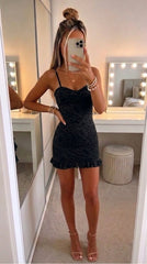 Lace Frill Hem Mini Dress