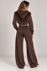 Faux Fur Zip-Up Hoodie & Wide Leg Jogger Co-Ord Set