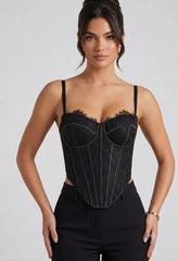 Adjustable Straps Mesh Corset Bustier Top