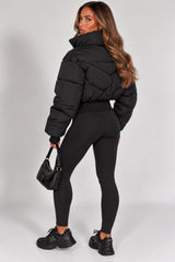 Chevron Style Cropped Puffer Jacket