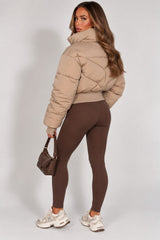 Chevron Style Cropped Puffer Jacket