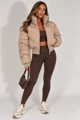 Chevron Style Cropped Puffer Jacket