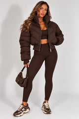 Chevron Style Cropped Puffer Jacket