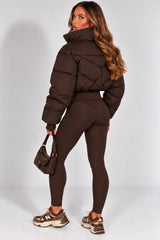 Chevron Style Cropped Puffer Jacket