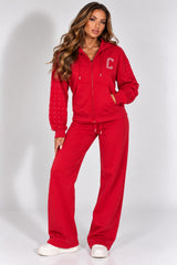 Diamanté Plain Zip Hoodie & Trouser Co-Ord Set