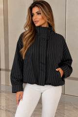 Pinstripe Funnel Neck Bomber Jacket
