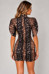 Printed Ruched Mini Dress