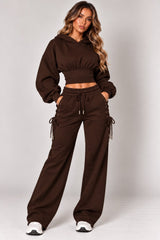 Lace-Up Corset Cropped Hoodie & Wide Leg Joggers Co-Ord Set
