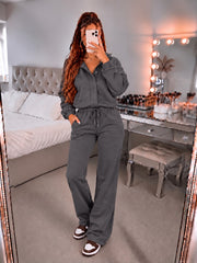 Textured Wide-Leg Lounge Co-Ord Set