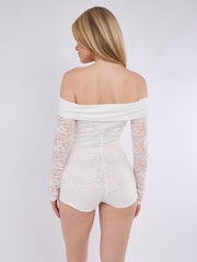 Cordero al frente de frill Detalle Bandeau Playsuit (copia)