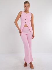 Longline -knop Waistcoat Top & Shorts Set