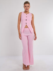 Longline -knop Waistcoat Top & Shorts Set