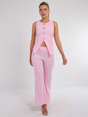 Longline -knop Waistcoat Top & Shorts Set