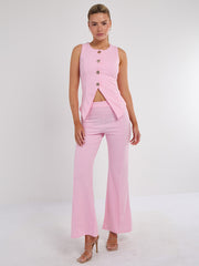 Longline -knop Waistcoat Top & Shorts Set