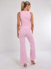 Longline -knop Waistcoat Top & Shorts Set