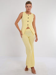 Longline -knop Waistcoat Top & Shorts Set