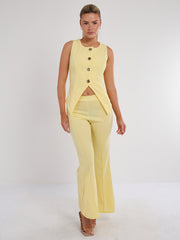 Longline -knop Waistcoat Top & Shorts Set