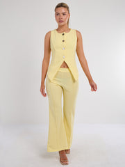 Longline -knop Waistcoat Top & Shorts Set