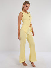 Longline -knop Waistcoat Top & Shorts Set